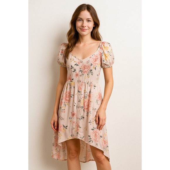 Kids No Boundaries Floral Low High Dress With Blouse Soft Roses - Picture 1 of 8